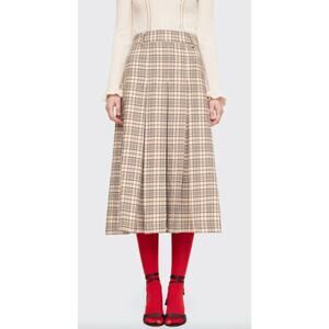 Sea New York Plaid Midi Skirt in Beige and Black